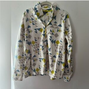 Eddie Bauer Quest Fleece 1/4 Zip - Blue and Green Geometric Print